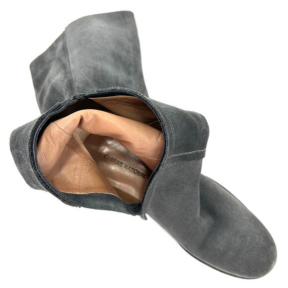 Costume National Women Gray High-End Boot Size 7.5 Luxury Italian Suede Platform - Picture 6 of 16